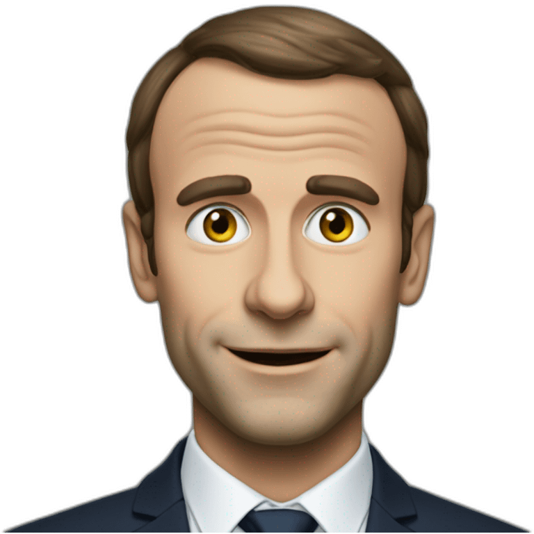 Macron avec une tête de reptilien emoji