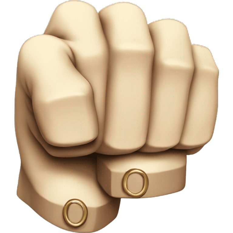 cartoon Fist , with brass knuckles,4 fingers, isometric emoji