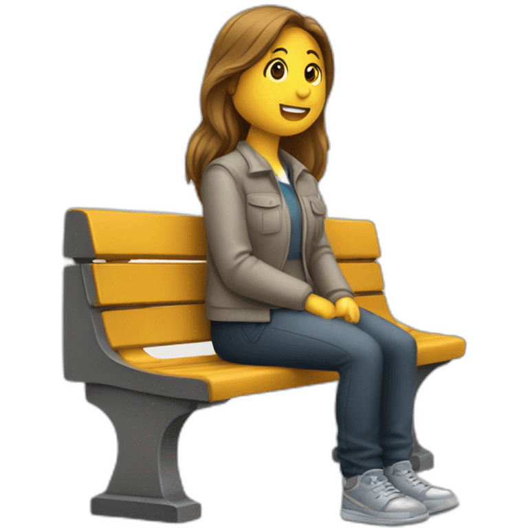 Assis sur un banc en train d'écouter avec un air sérieux emoji