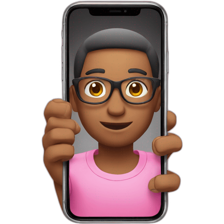 pink iphone on hand emoji