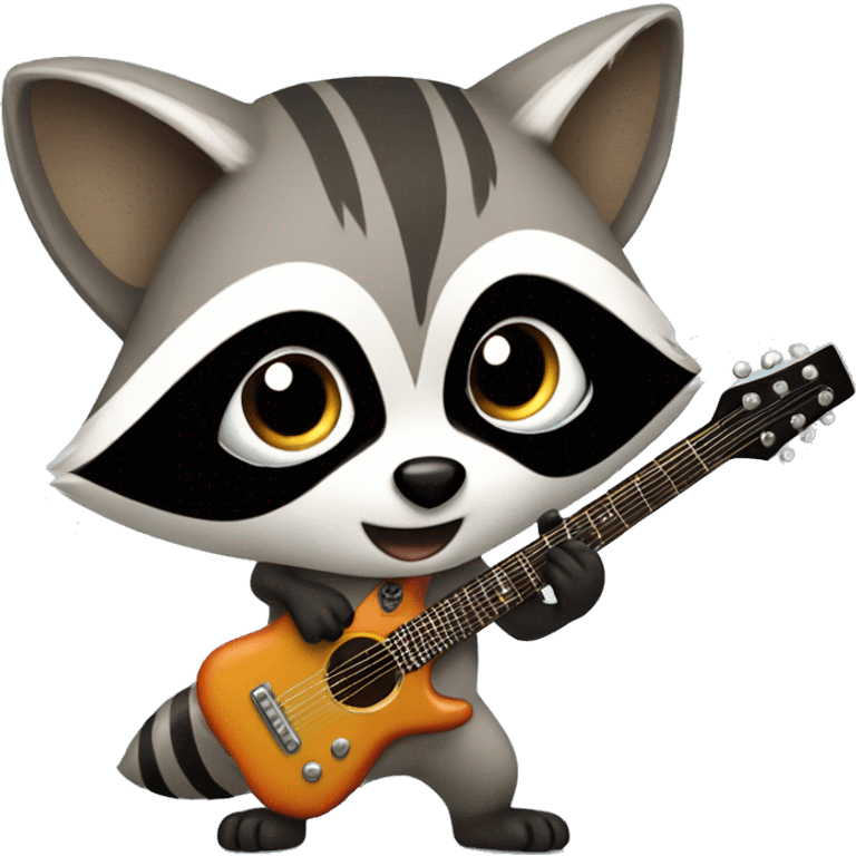 Raccoon playing a Flying V guitar emoji