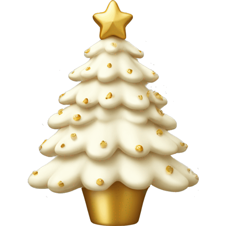 vanilla  Christmas tree with white and gold decorations emoji