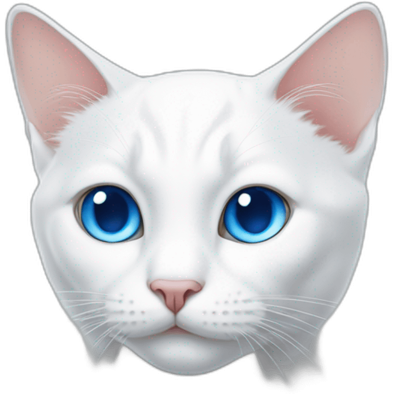 white cat with flattened ears and blue eyes emoji