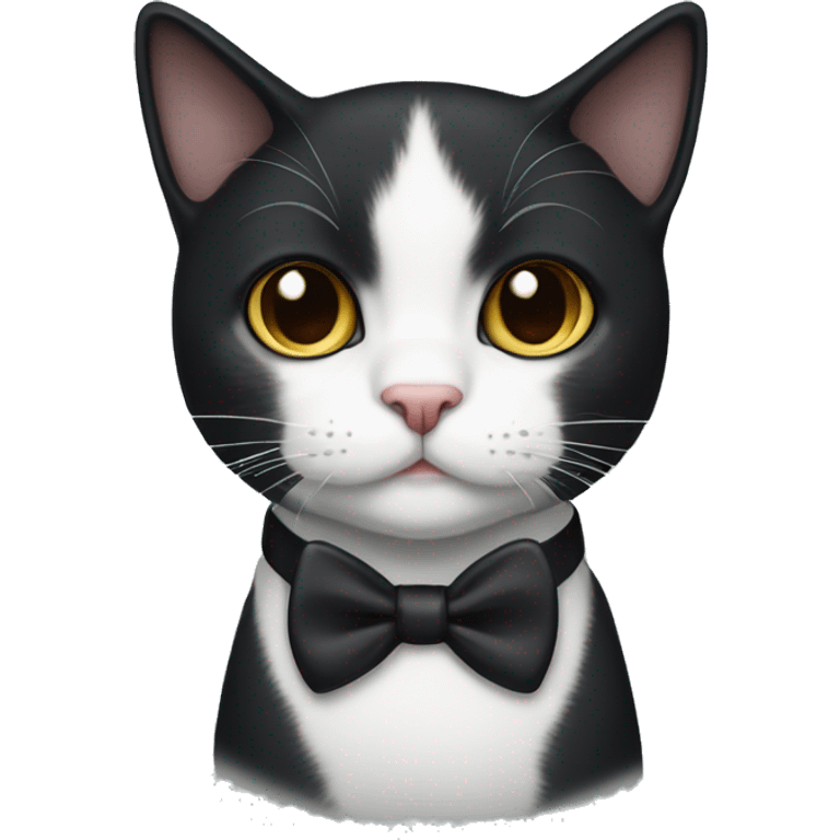 Tuxedo cat with white chin and small white mustache  emoji