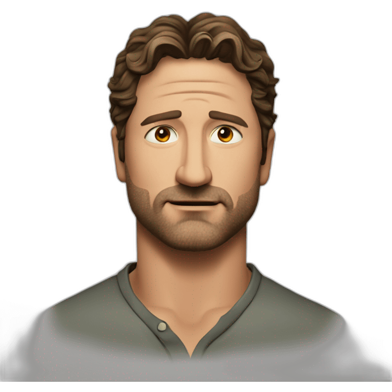 actor gerard butler serious cartoon wearing henley emoji