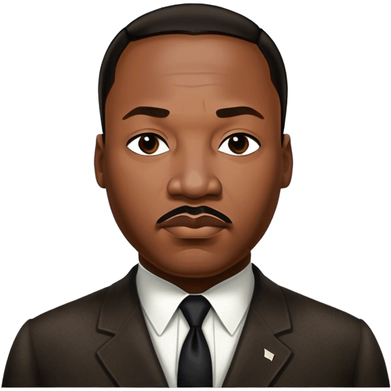 Cinematic Realistic Martin Luther King Jr. Portrait Emoji, depicted as a compassionate determined civil rights leader in period attire with a powerful gaze, rendered with rich textures and inspiring dynamic lighting that captures his historic legacy. emoji