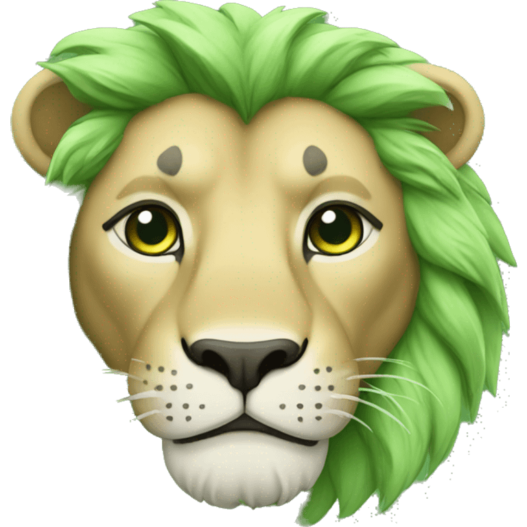 A lion with green hair emoji