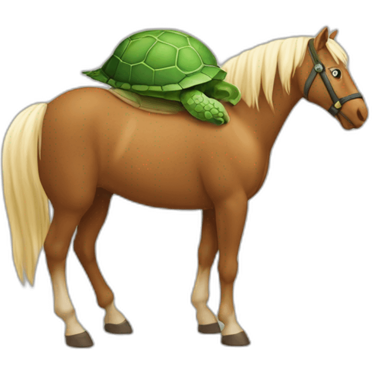 Un cheval qui porte une tortue emoji