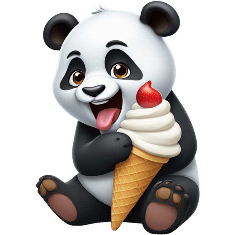 Panda eating ice cream emoji