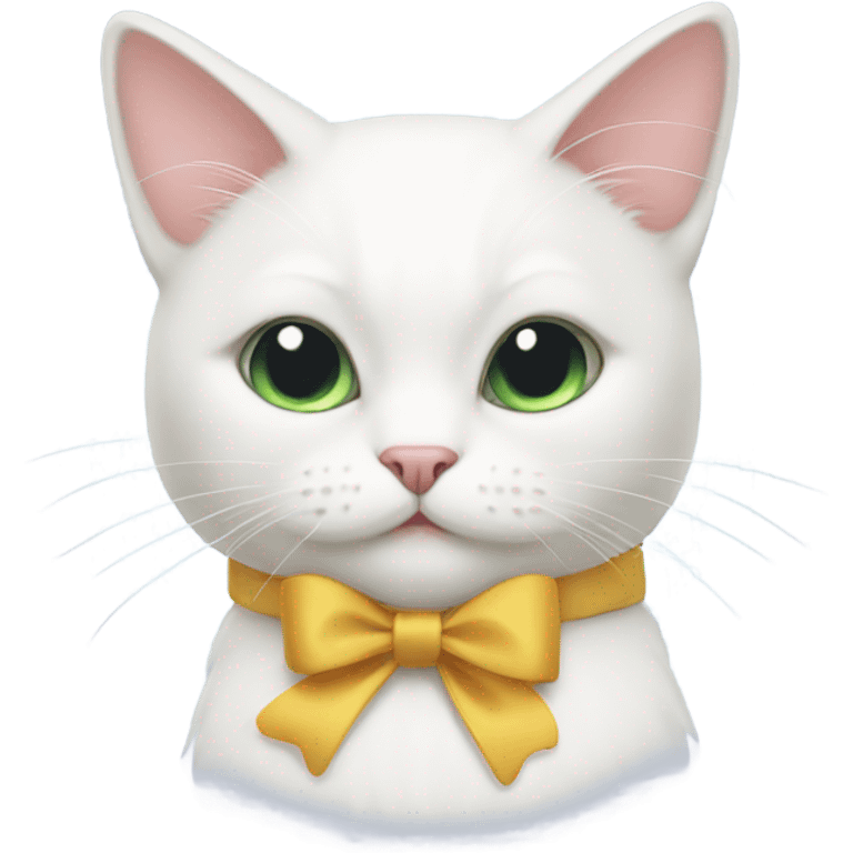 White cat with a bow emoji