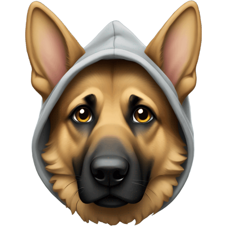 german shepherd wearing a hoodie emoji