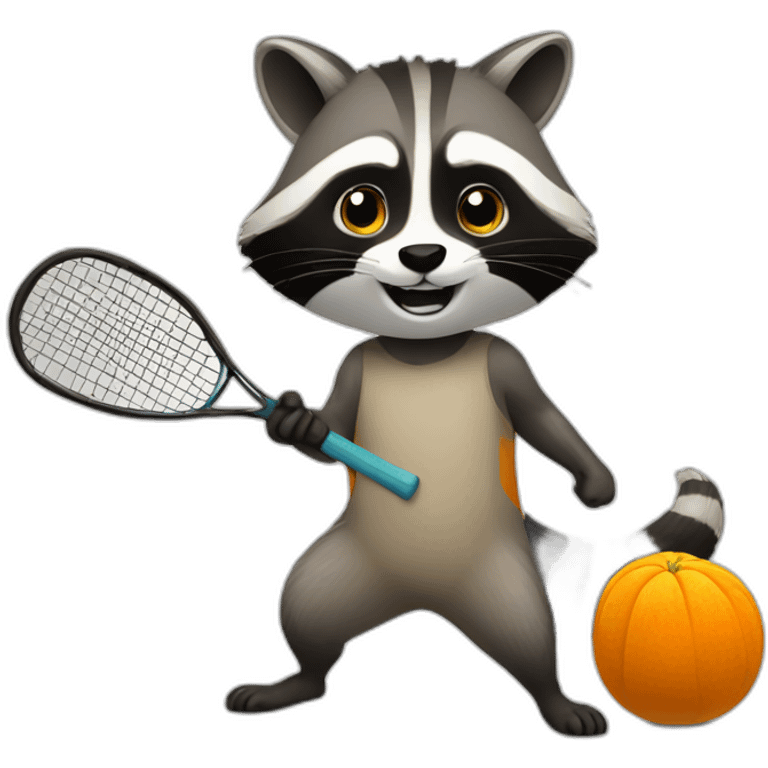 racoon playing squash emoji