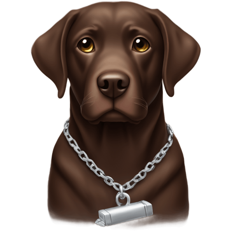 Chocolate lab with silver chain emoji