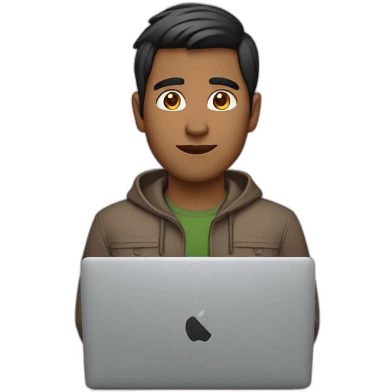 Indian guywith medium skin tone using macbook laptop emoji