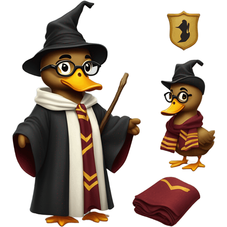 Duck wearing Harry Potter’s clothes emoji