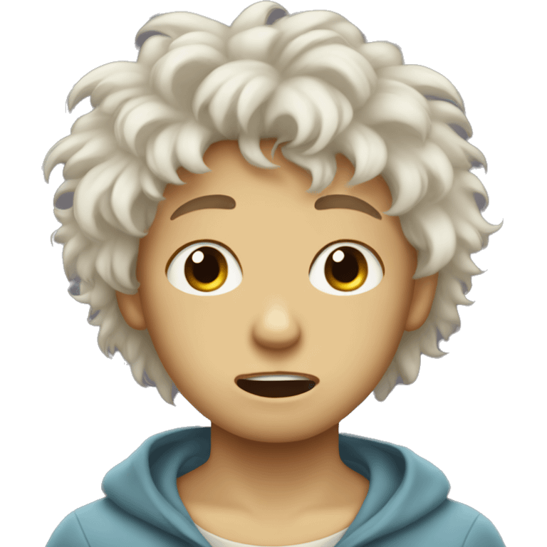 Boy crying with fluffy hair white boy  emoji