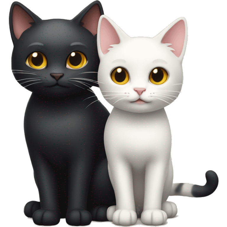 Cheese cat and black cat standing together facing left emoji