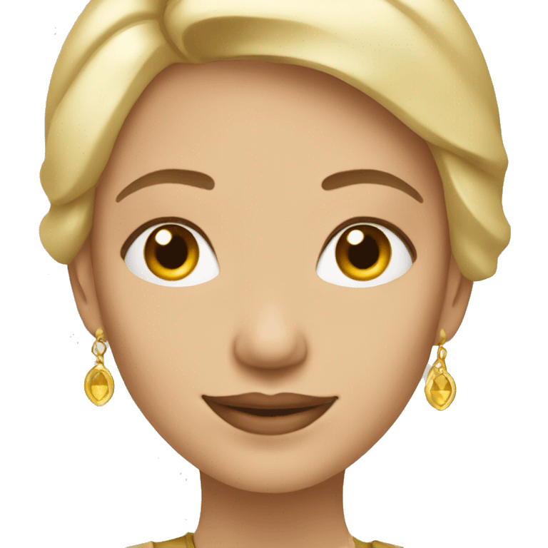 White blond woman wear golden earrings emoji