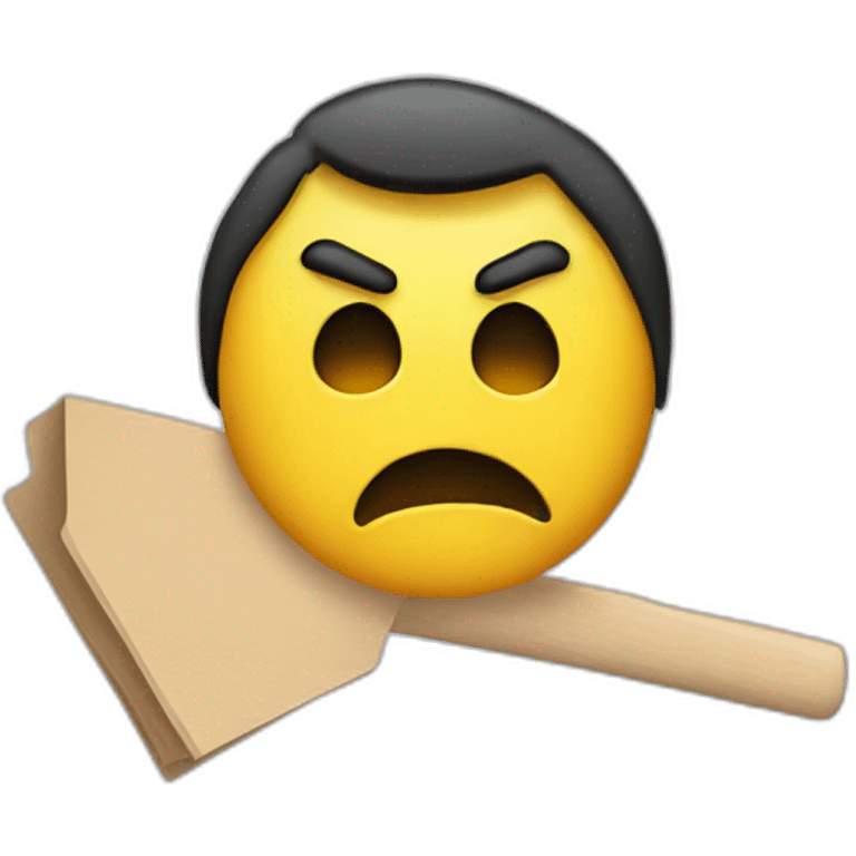 angry face holding picket sign, on strike emoji