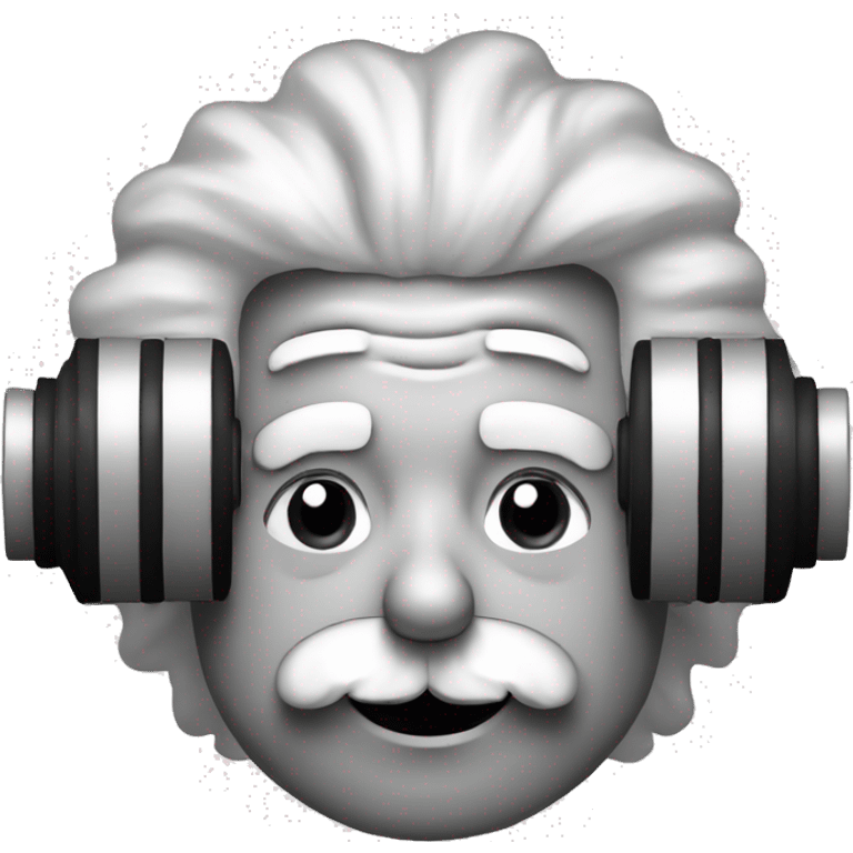 albert einstein happy listening music in the gym with dumbells emoji