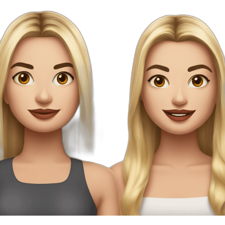 Margot robbie and hande ercel with straight hair emoji