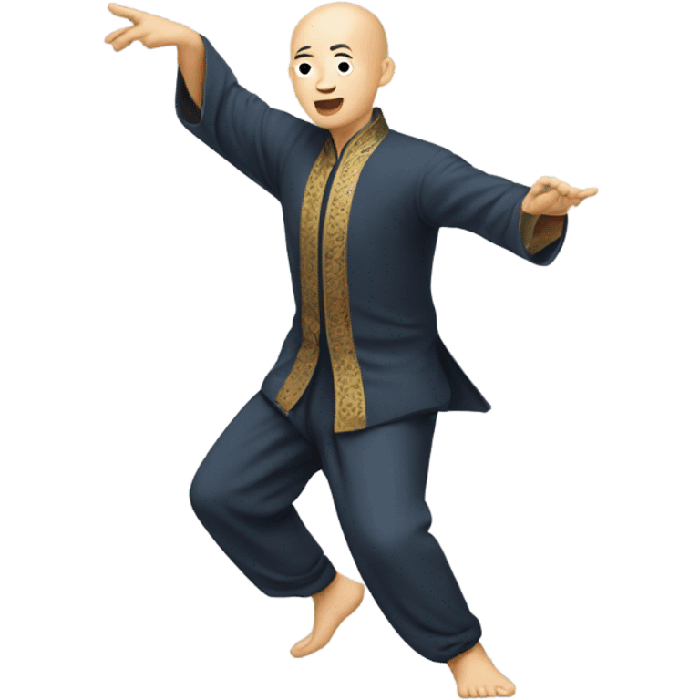 Bald Asian man dancing emoji