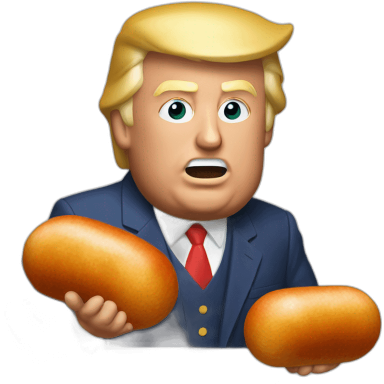 donald trump holding a saussage emoji