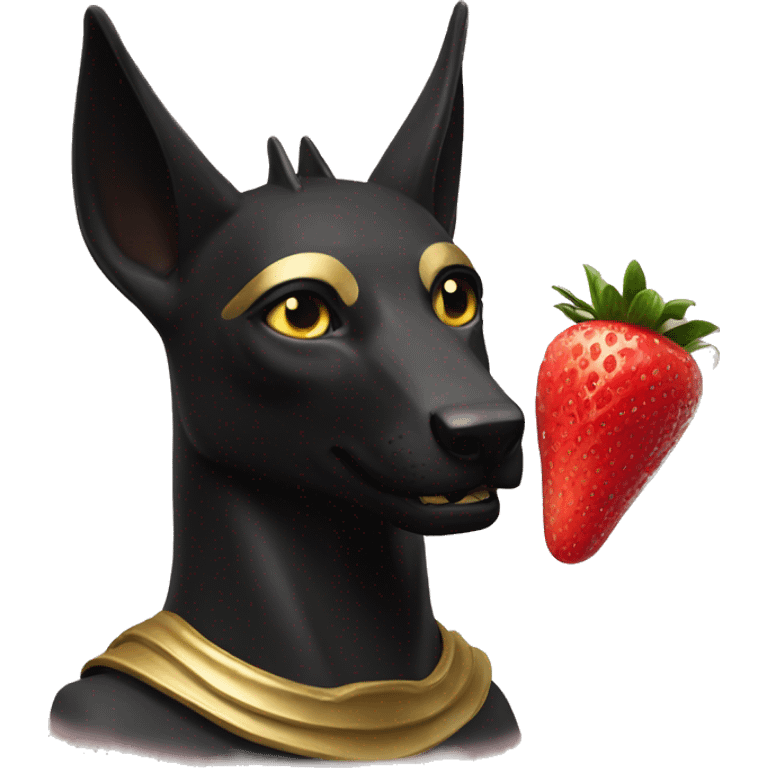 Anubis (pal) eat strawberry  emoji