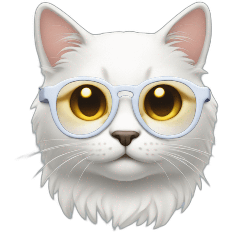 gato blanco con botas y lentes emoji