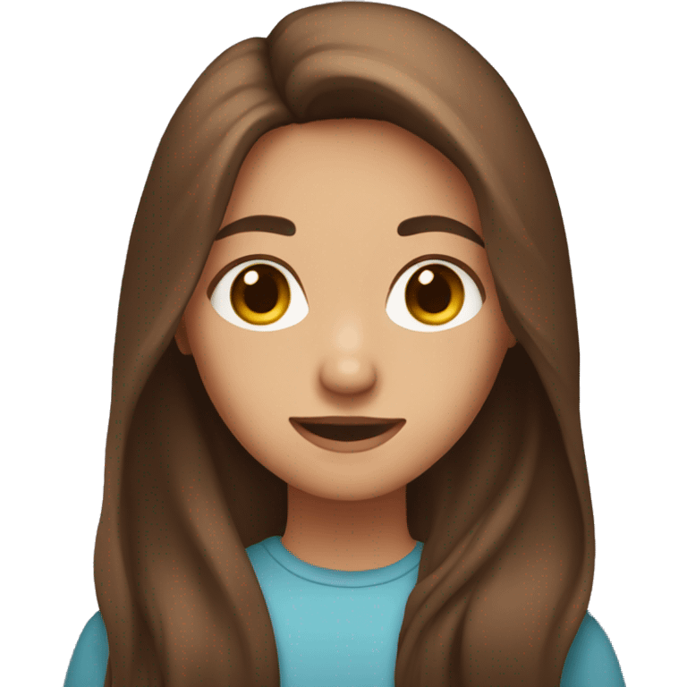 Girl with long brown hair and brown eyws emoji