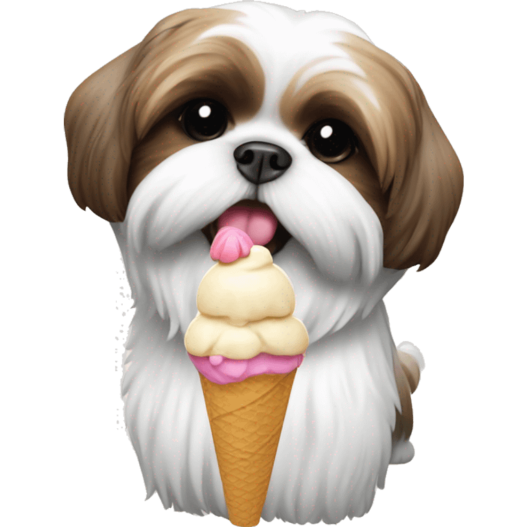 shih tzu eating ice cream emoji