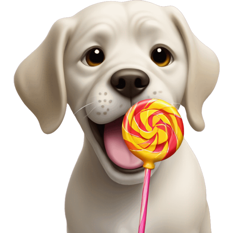 Dog licking a Sweet Bonanza lollipop emoji