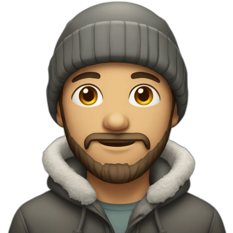 young man in winter hat with beard emoji