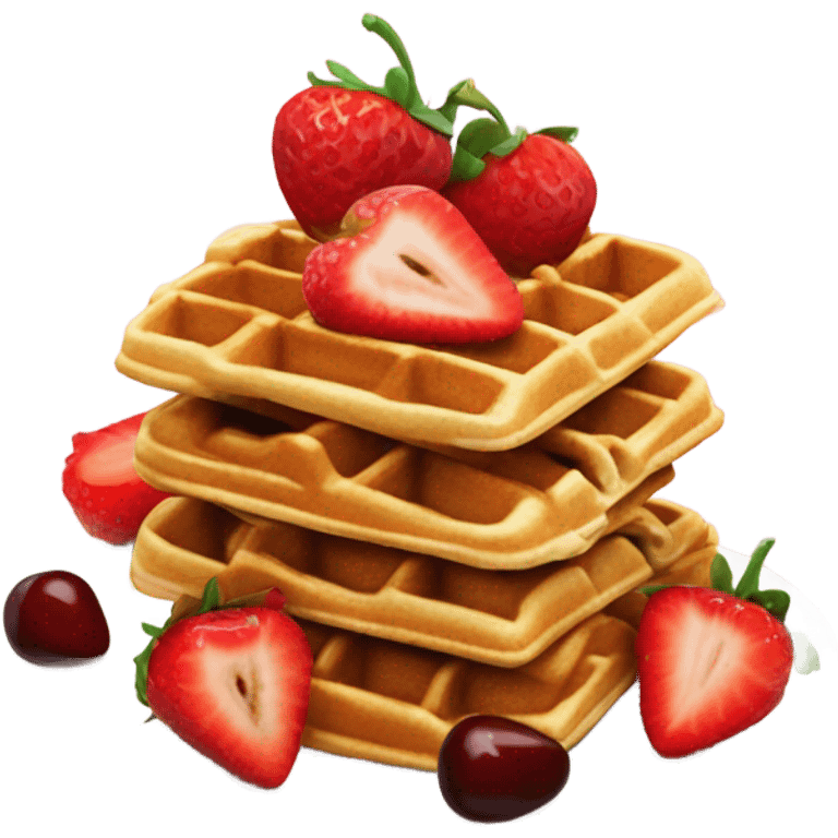 waffles with strawberries and cherries emoji