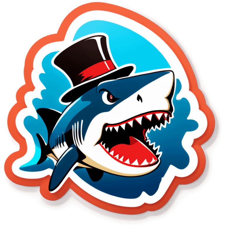 Shark with a top hat emoji