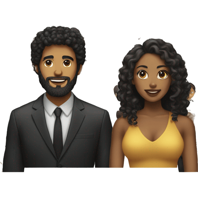 lightskin man with beard and black hair and black woman with curly hair  emoji