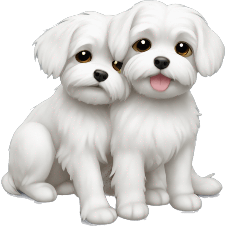 Maltese dogs cuddling  emoji