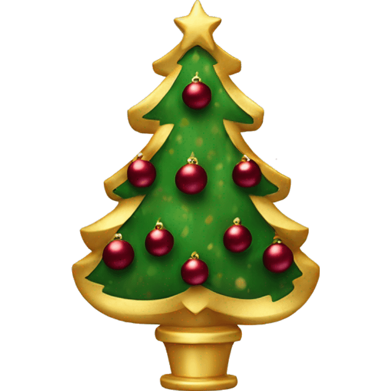 Christmas tree with gold and maroon ornaments  emoji