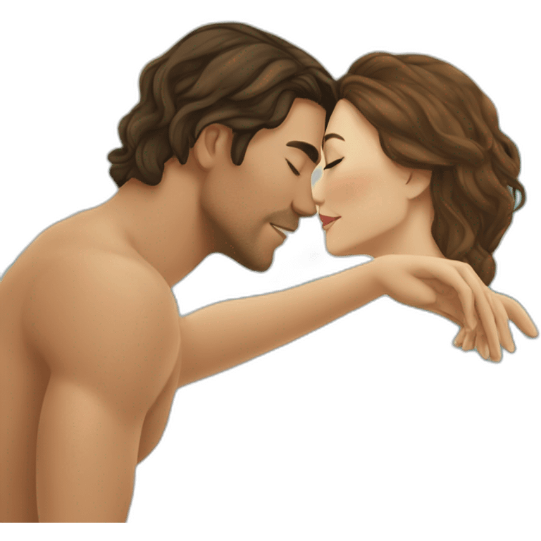 at the beach young metis man and white woman kiss love emoji