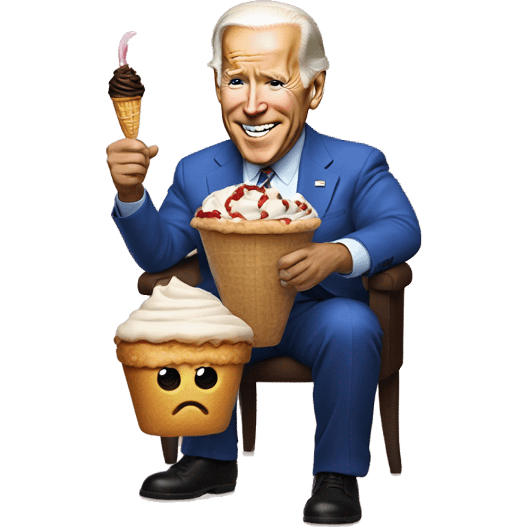 jie biden with icecream and pie emoji