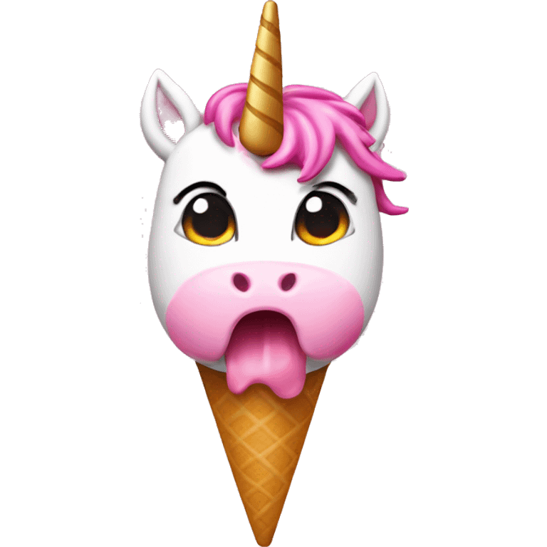 pink unicorn with icecream  emoji