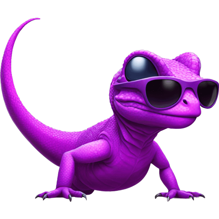 Giant purple magenta Lizard with sunglasses  emoji