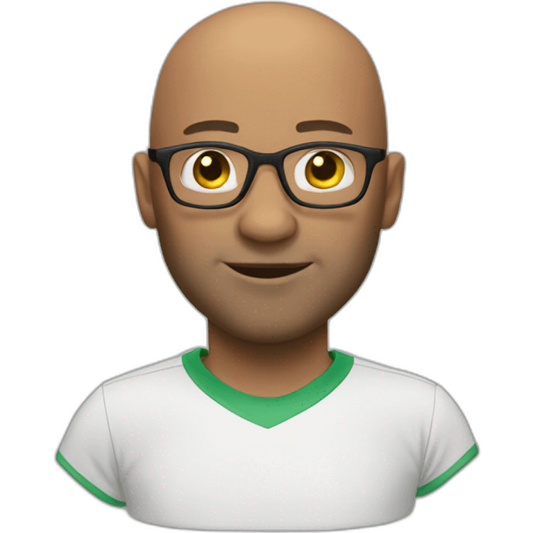 Soccer 43 year male bald glasses emoji