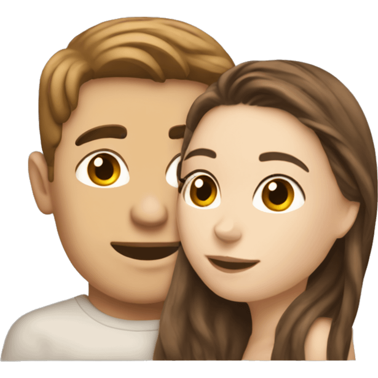 Brown hair white guy kissing brown hair white girl  emoji