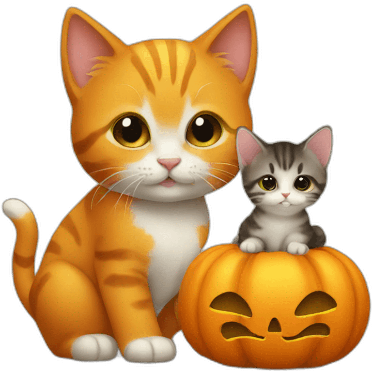 a little pumpkin with a kitten emoji