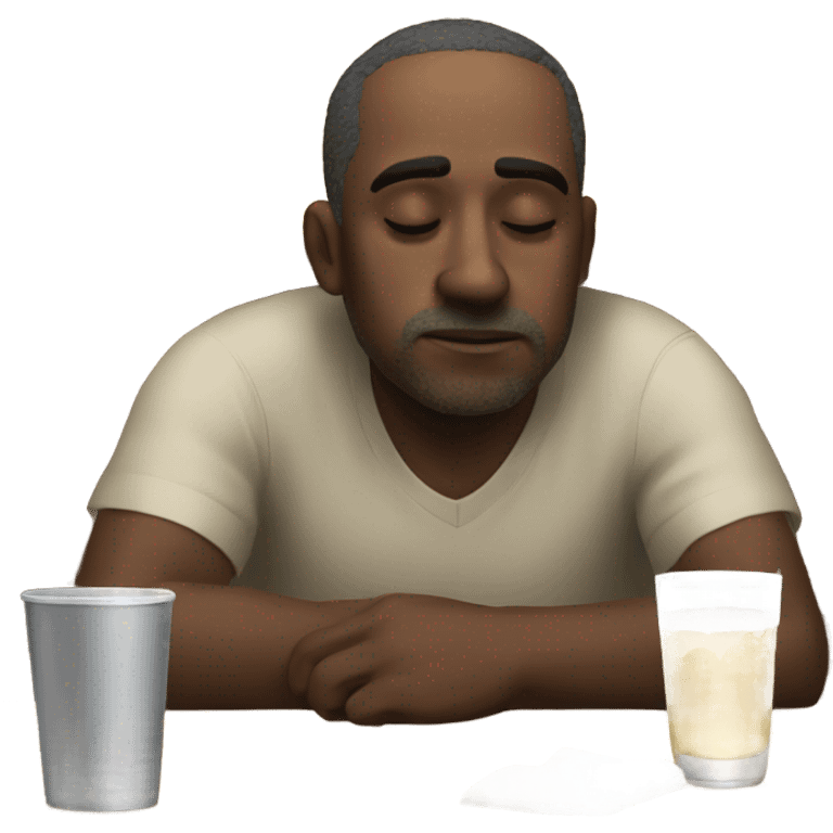 Drunk man sleep at table emoji