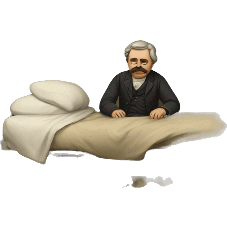 A sick man on a bed in 1870 emoji