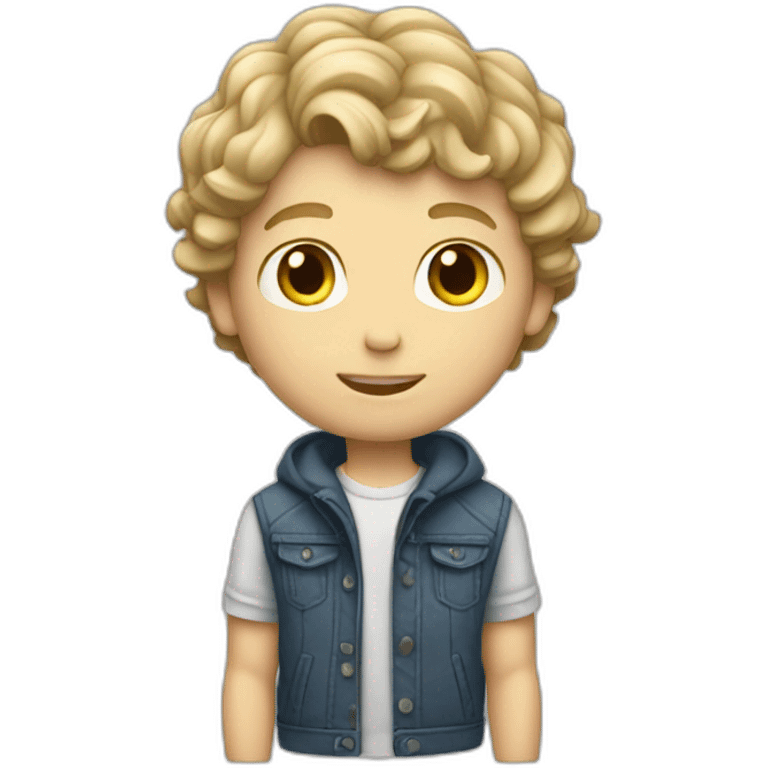 White boy with short wavy hair skater boy emoji