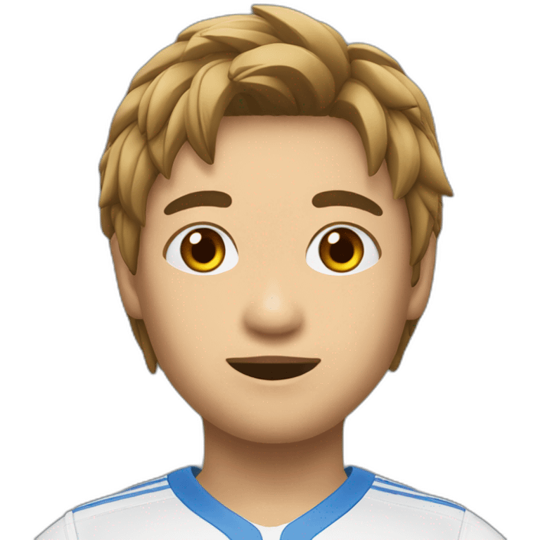 Un asiat avec ses cheveux devant les yeux qui aime les jeu vidéo et le volley emoji