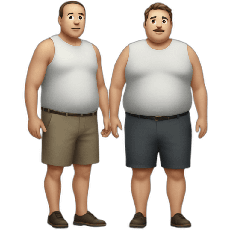 a fat man and a very thin man in full growth emoji